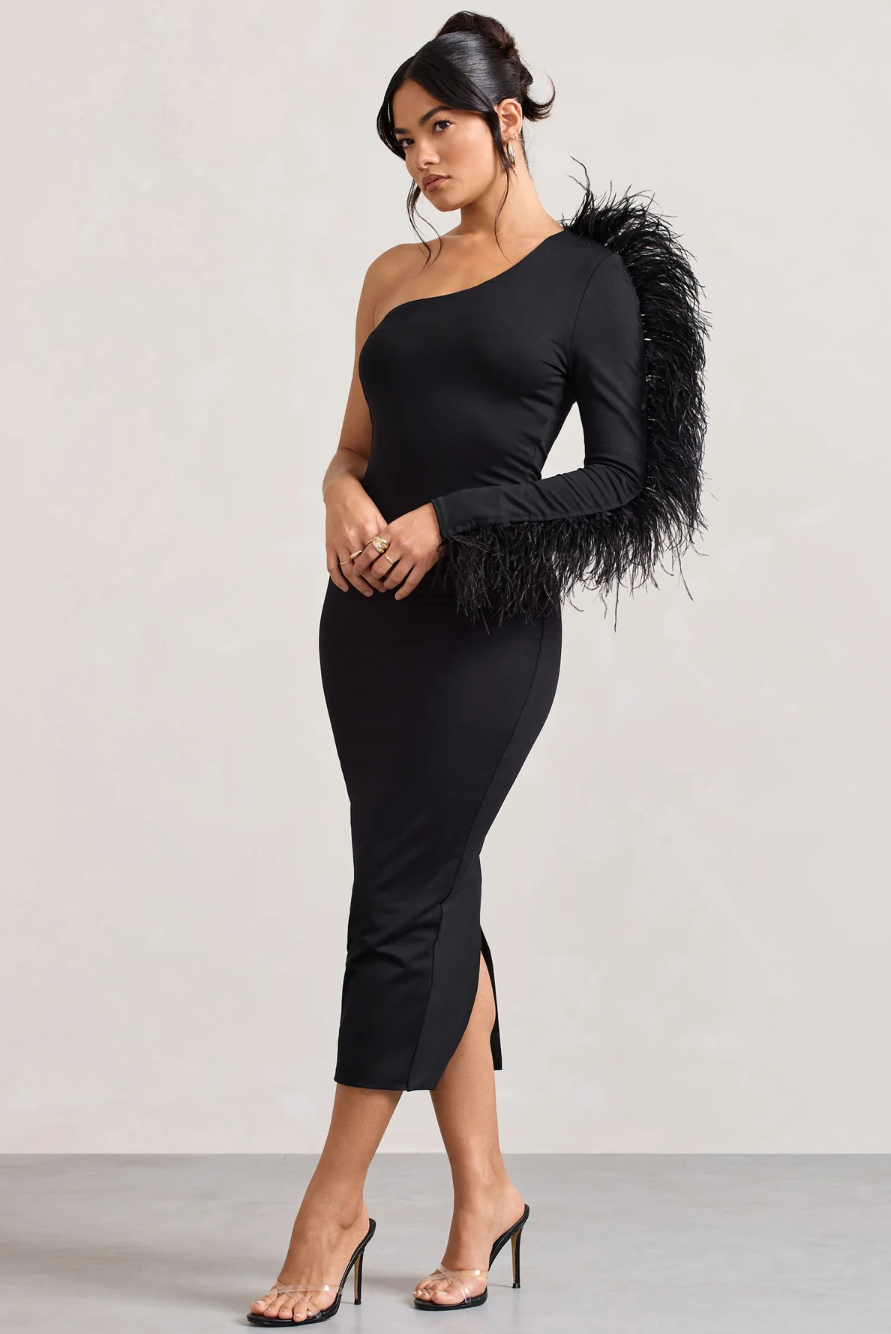 Bandage obleka s perjem Sabrina