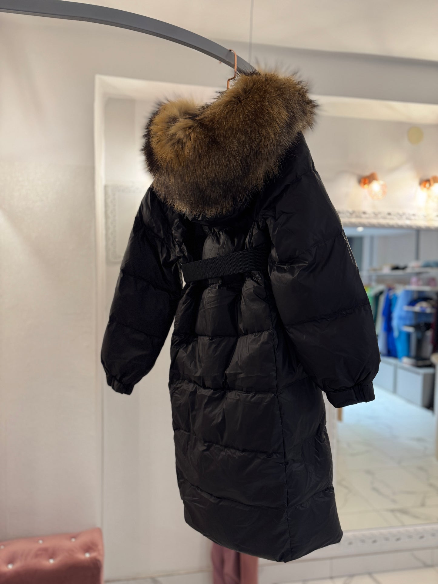 Dolga krznena bunda Midnight