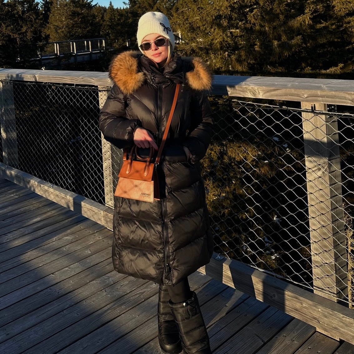 Dolga krznena bunda Midnight