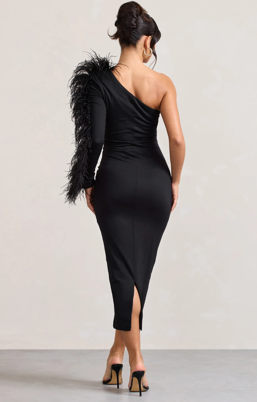 Bandage obleka s perjem Sabrina