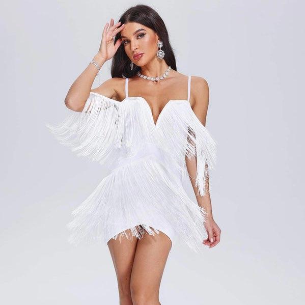 Bandage fringe obleka Irina