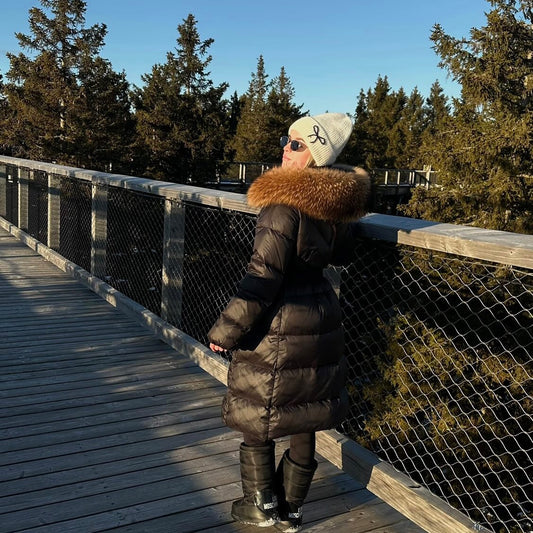 Dolga krznena bunda Midnight